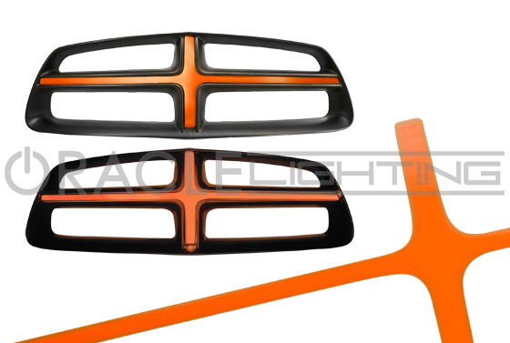 2011-2014 Dodge Charger ORACLE Illuminated Grill Crosshairs with amber LEDs.
