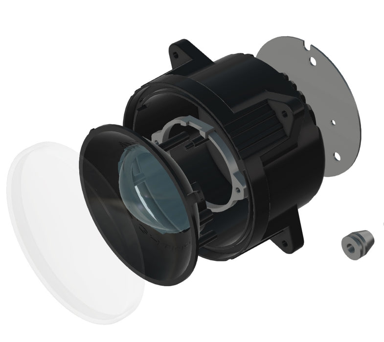 CAD Rendering of a deconstructed 95mm 20W High Beam LED Emitter
