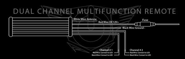 Dual Channel Multifunction Controller Remote diagram with parts labeled.