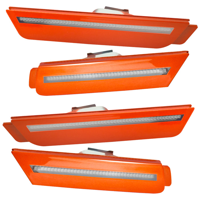 2010-2015 Chevrolet Camaro Concept SMD Sidemarker Set with inferno orange paint and clear lenses.