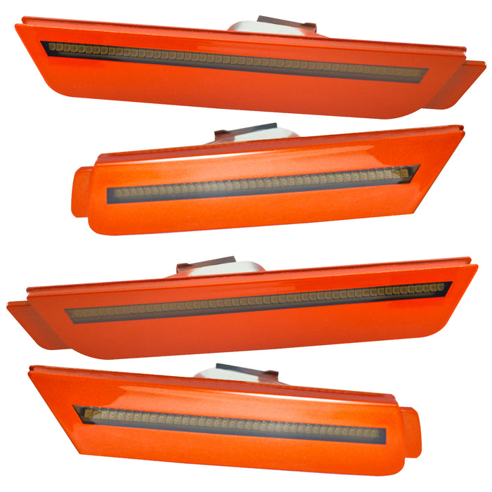 2010-2015 Chevrolet Camaro Concept SMD Sidemarker Set with inferno orange paint and tinted lenses.