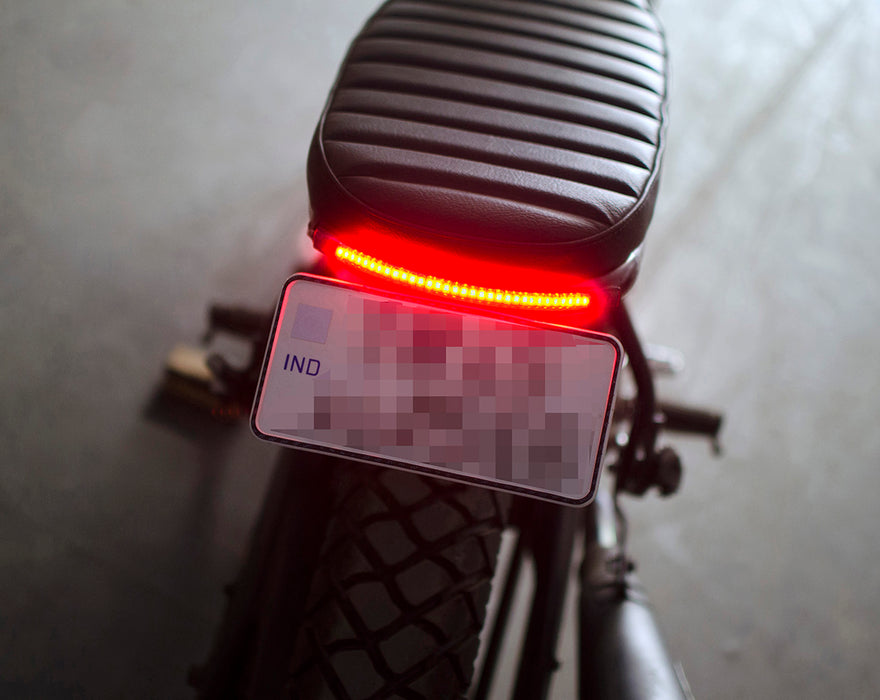 Close-up of Surface Mount LED Strip installed on the back of a motorcycle.