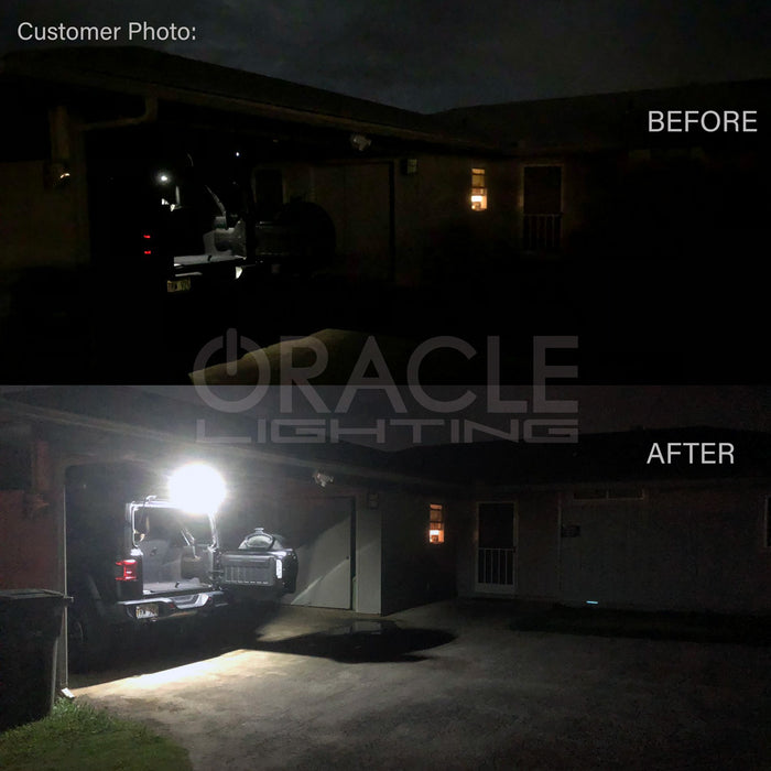Side by side comparison of before and after installing the Cargo LED Light Module.