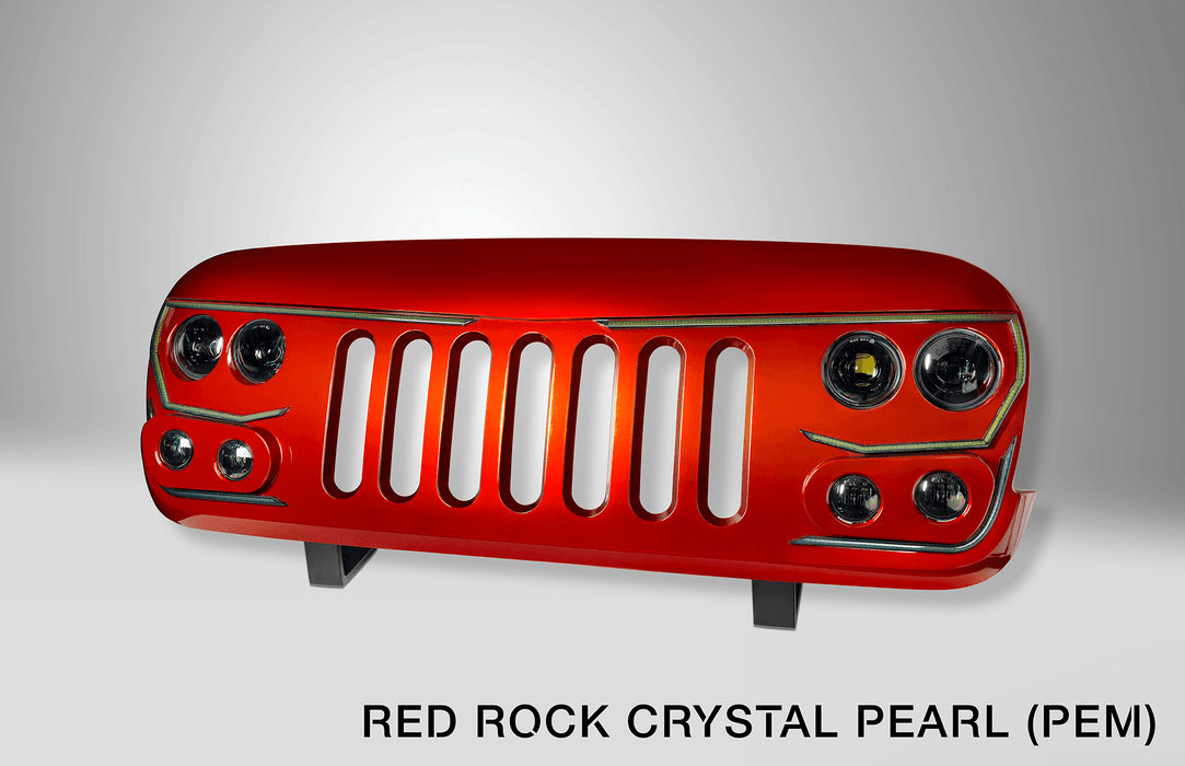 Red Rock Crystal Pearl VECTOR Pro-Series Full LED Grill for Jeep Wrangler JK