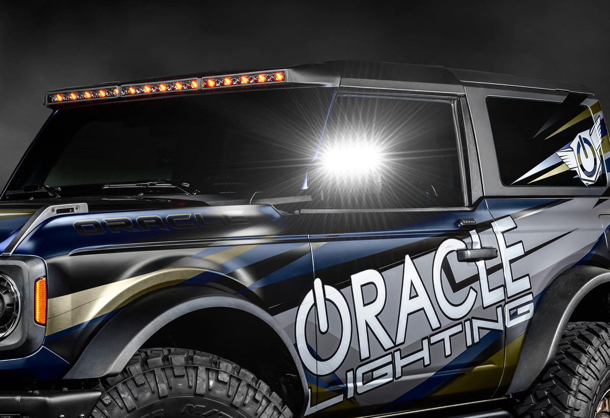A Ford Bronco Side Mirror represented by a photo of an ORACLE Lighting-branded Bronco