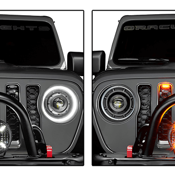 LED grill lights for trucks shown on two grills