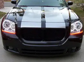 Car with dual intensity circuits installed on headlights