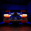 Rear end of an Ultima GTR with Surface Mount Tail Light Halo Kit installed.