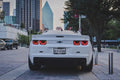 Rear end of a Chevrolet Camaro with Afterburner 2.0 Tail Light Halos installed.