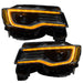 Jeep Grand Cherokee headlights with amber DRLs.