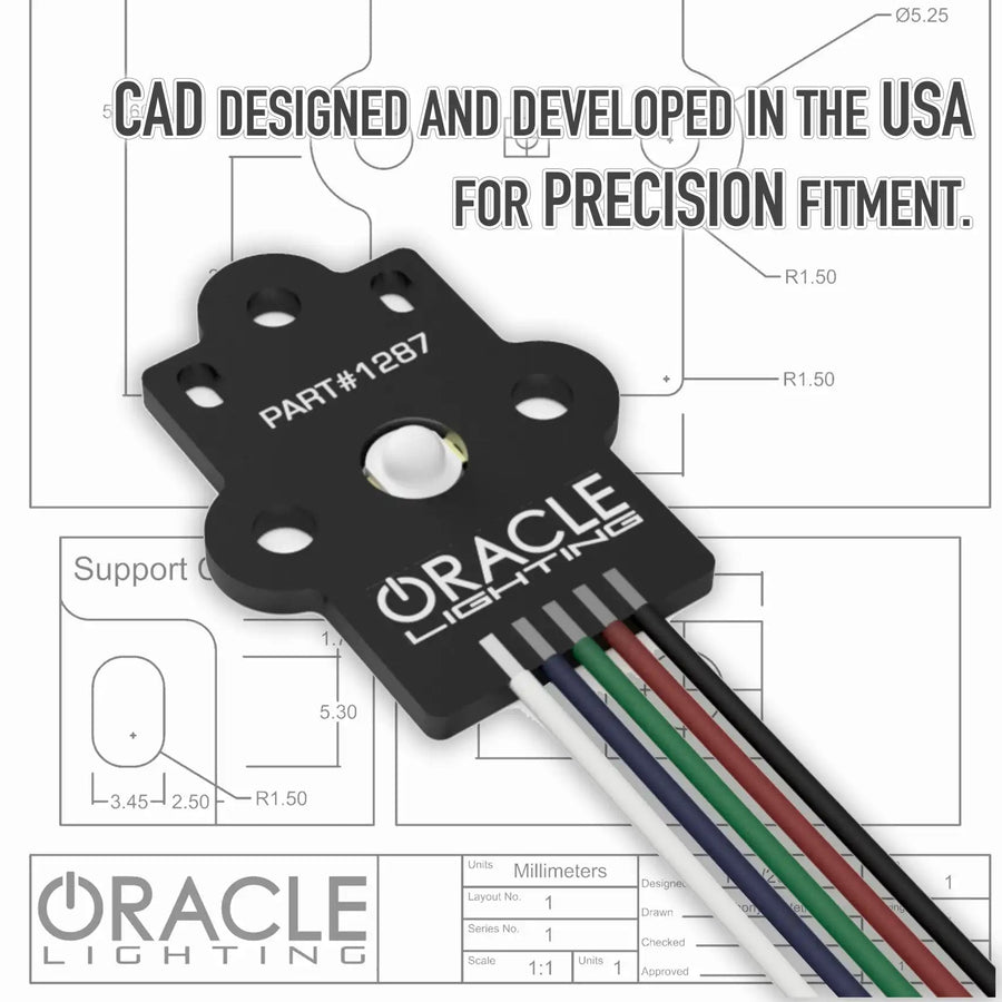 CAD render of DRL PCB with text that reads: "CAD designed and developed in the USA for precision fitment."