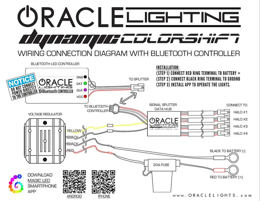 Wiring Connection Diagram with Bluetooth Controller.