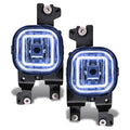 Ford Super Duty fog lights with white halos.