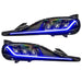 Toyota Supra headlights with blue DRLs.