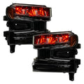 Chevrolet Silverado 1500 headlights with red demon eye projectors.
