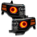 Ford Flex headlights with amber LED halo rings.
