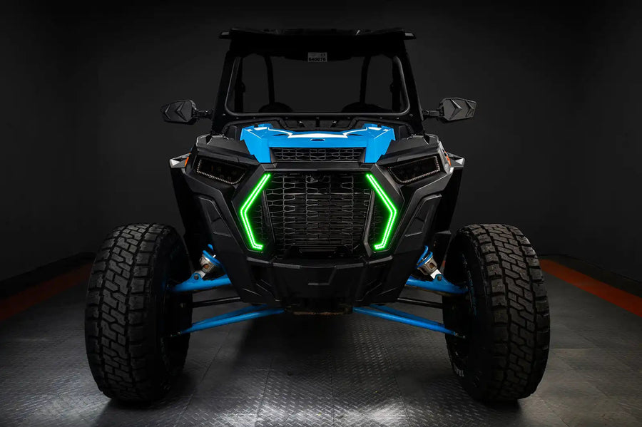 Polaris RZR with green DRLs