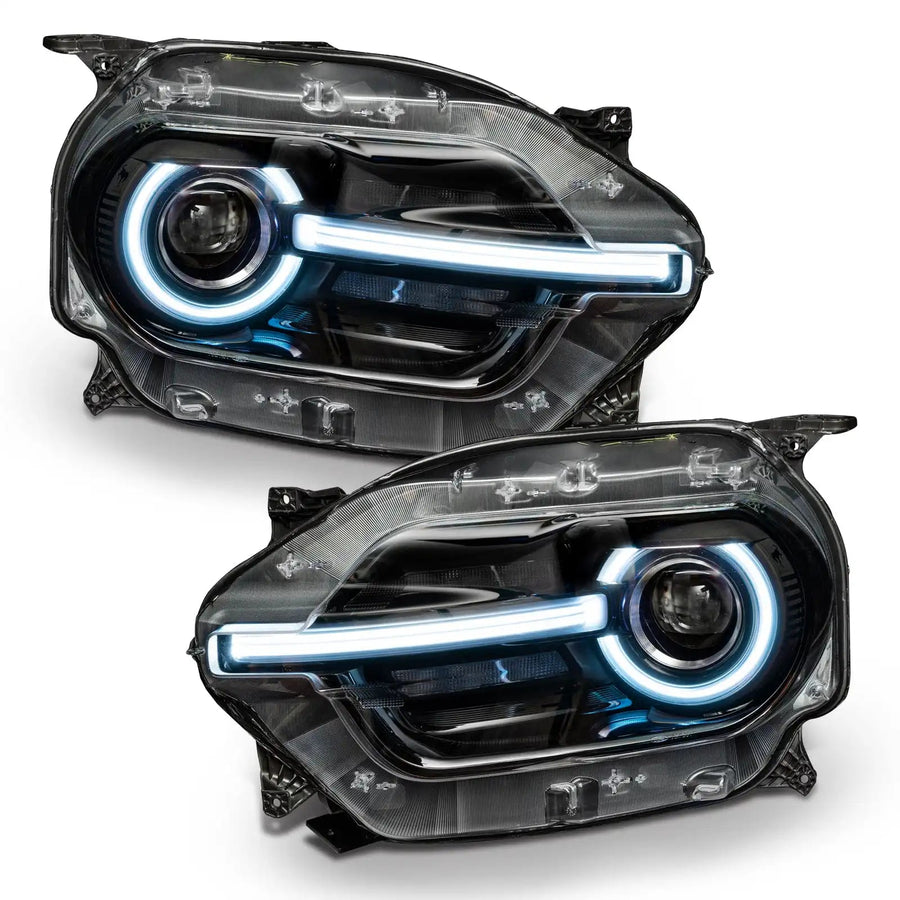 Ford Bronco Sport headlights with white halos and DRLs.