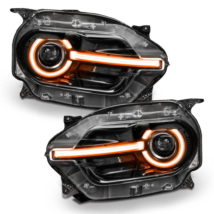 Ford Bronco Sport headlights with amber halos and DRLs.