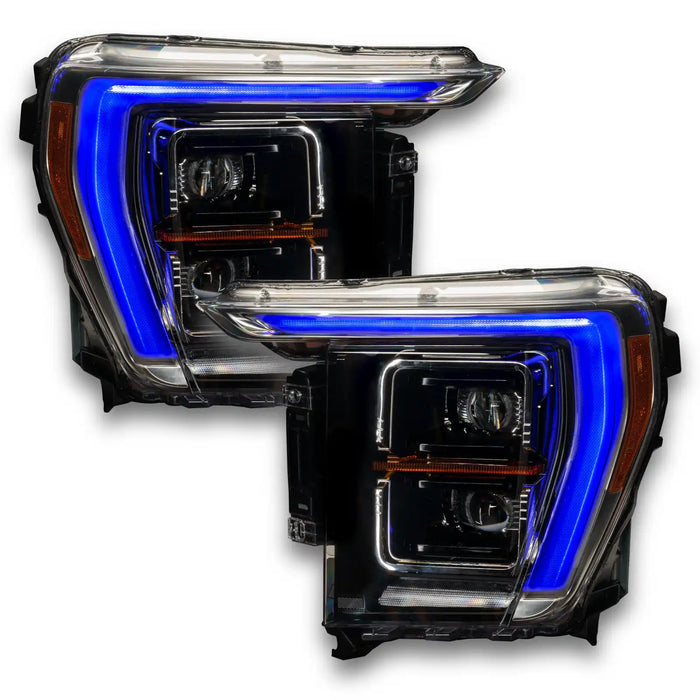 Ford F-150 headlights with blue DRLs