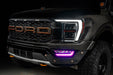 Front end of a Ford F-150 with pink fog light DRLs