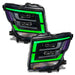 2021-2024 Nissan Titan headlights with green DRLs.