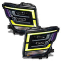 2021-2024 Nissan Titan headlights with yellow DRLs.