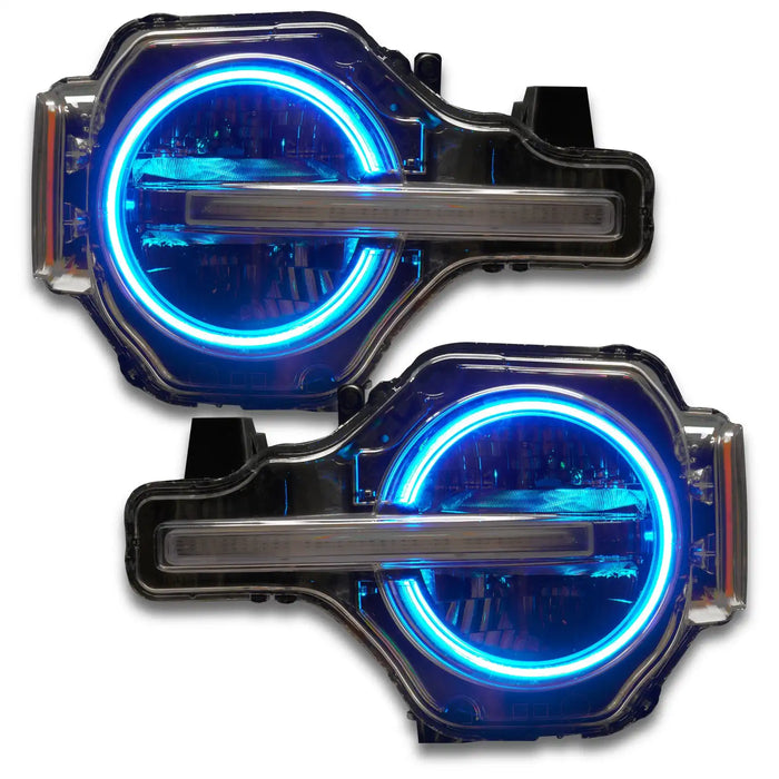 Bronco headlights with cyan halos