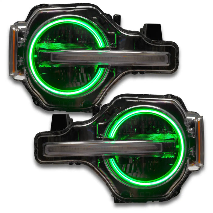 Bronco headlights with green halos