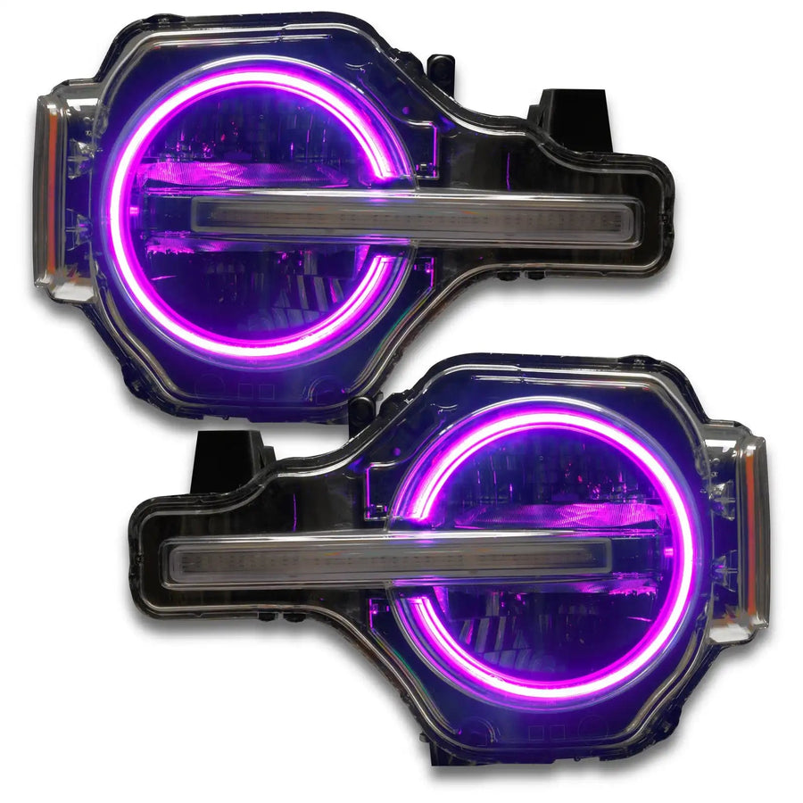 Bronco headlights with pink halos