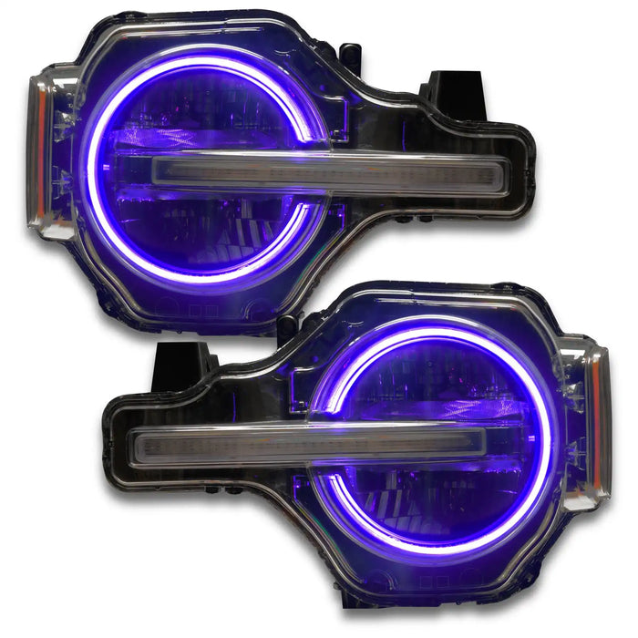Bronco headlights with purple halos