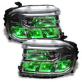Ford Maverick headlights with green demon eyes