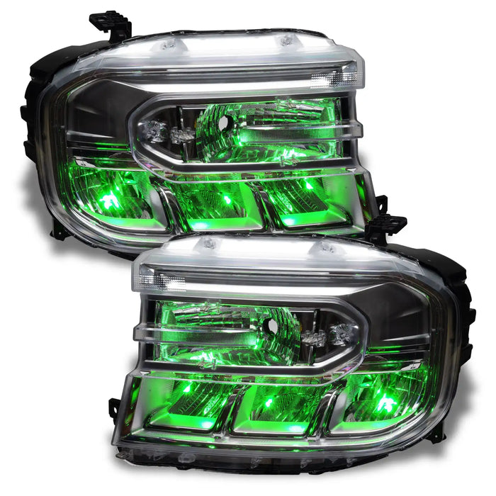 Ford Maverick headlights with green demon eyes
