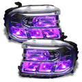 Ford Maverick headlights with pink demon eyes