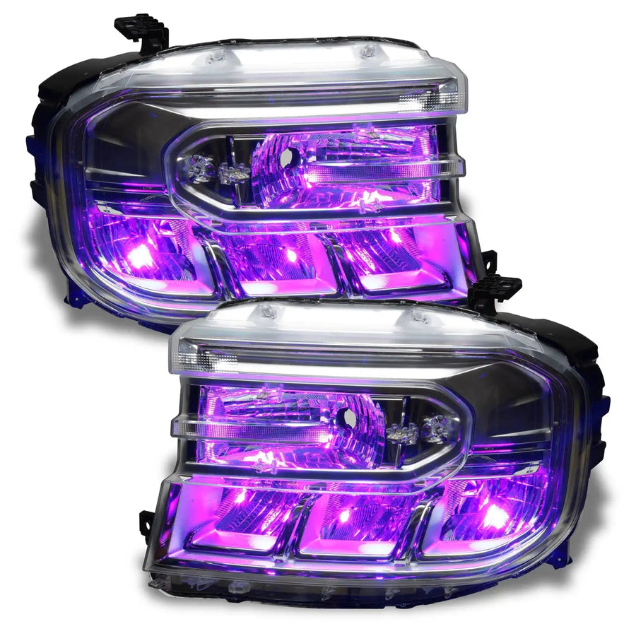 Ford Maverick headlights with pink demon eyes