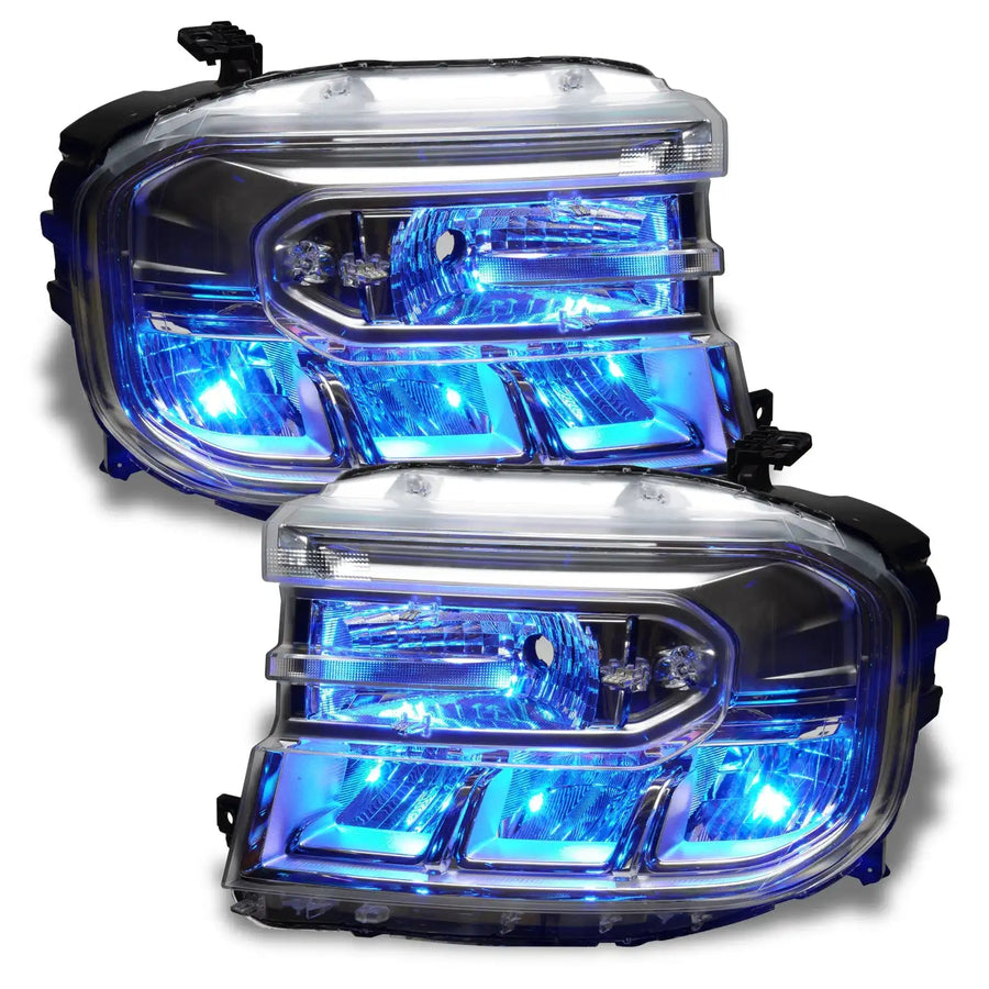 Ford Maverick headlights with cyan demon eyes