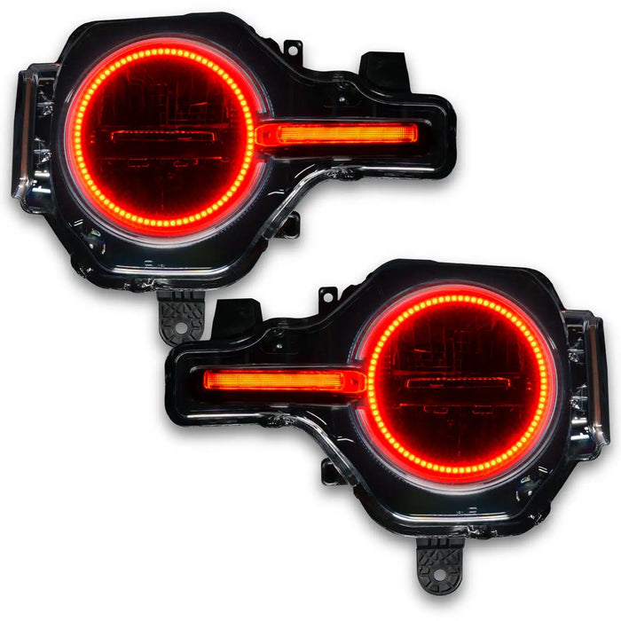 Bronco headlights with red halos and DRL