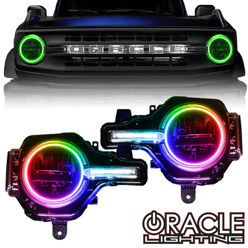 2021-2024 Ford Bronco ColorSHIFT Headlight Halo Kit w/DRL Bar - Base Headlights