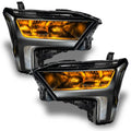 2022+ Toyota Tundra Headlights with amber demon eye projectors.