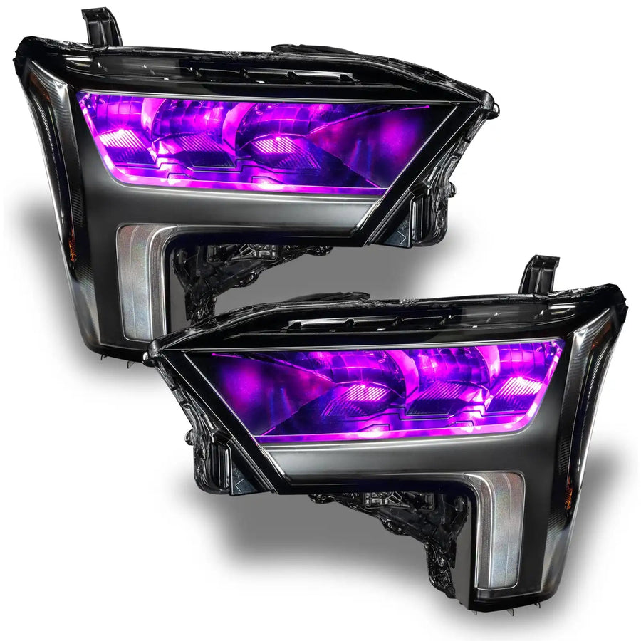 2022+ Toyota Tundra Headlights with pink demon eye projectors.