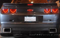 Rear end of a Chevrolet Camaro with Illuminated LED Rear Bowtie Emblem installed.