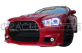 Front end of a Dodge Charger with white LED headlight and fog light halo rings installed.