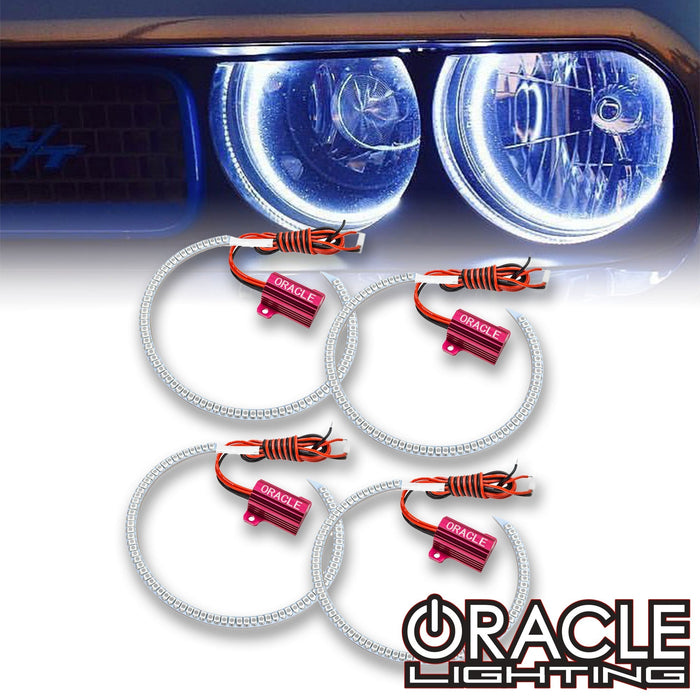 VLAND RGB LED Projector Headlights For Dodge Challenger 2008-2014 – Black Housing With Multi-Color Halos
