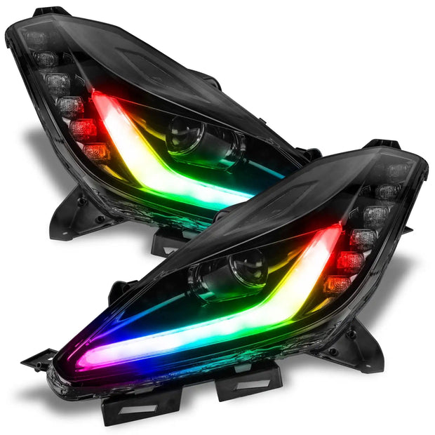 Chevrolet C7 Corvette headlights with rainbow DRLs.