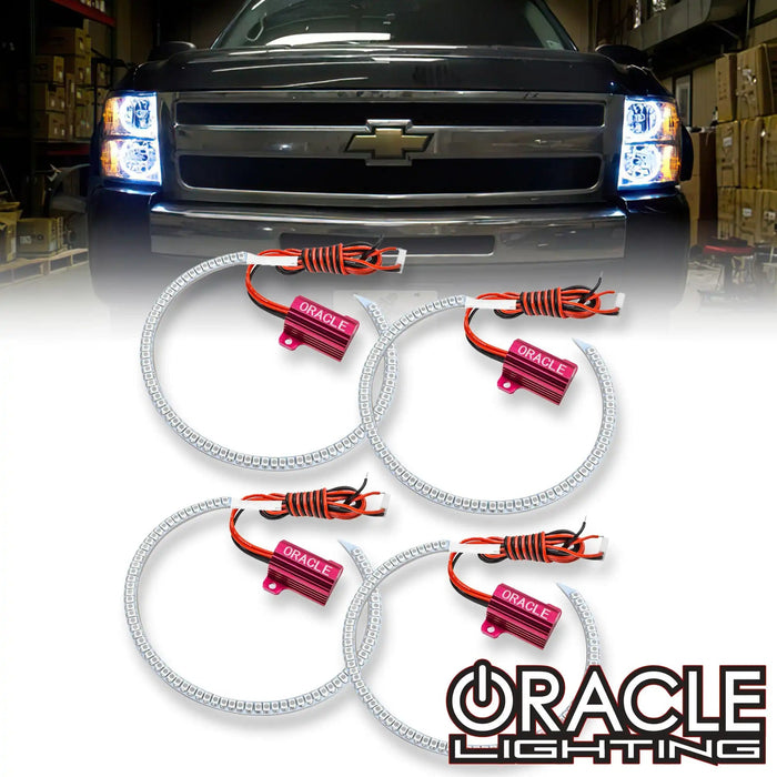 Halo LED Projector Headlights For Chevy Silverado 2007-2013 – Clear Chrome, DOT