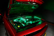 Red Challenger with green engine bay lighting.