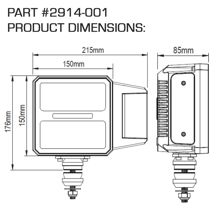 LED Plow Headlight with Heated Lens | Multifunction DOT Compliant