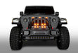 Front view of a Jeep with 7" Multifunction LED Spotlight set to amber LED.