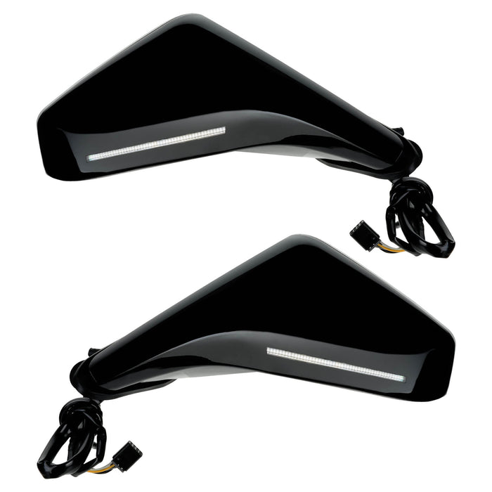 2010-2015 Chevrolet Camaro Concept Side Mirrors with black paint and clear lenses.
