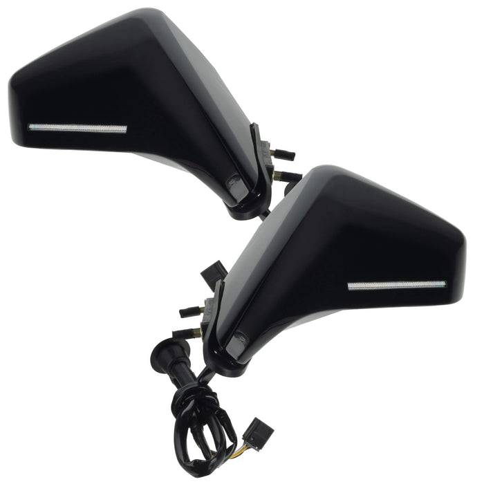 2010-2015 Chevrolet Camaro Concept Side Mirrors with black paint and clear lenses.